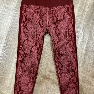 Fabletics Red High-Waisted Leggings with Snakeskin Print